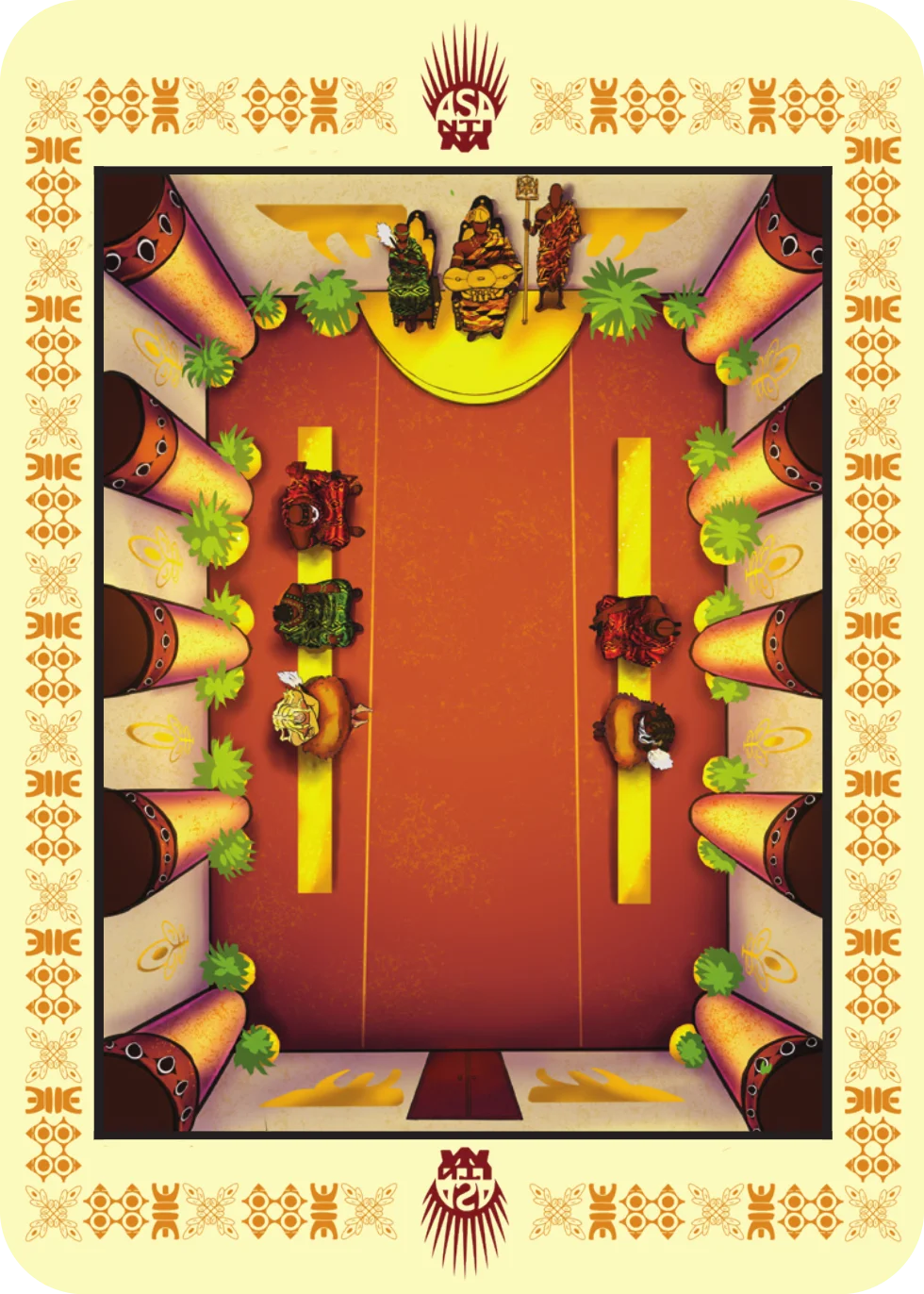 ASA NTI card artwork: the Asante royal court seen from above